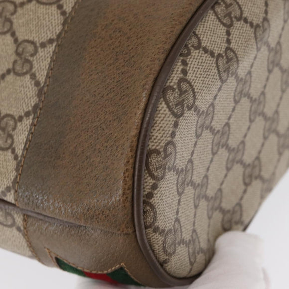 GUCCI GG Supreme Web Sherry Line Bag PVC Beige Gold 41 02 085 Auth 164159