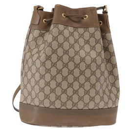 GUCCI GG Supreme Web Sherry Line Bag PVC Beige Gold 41 02 085 Auth 164159 - 0