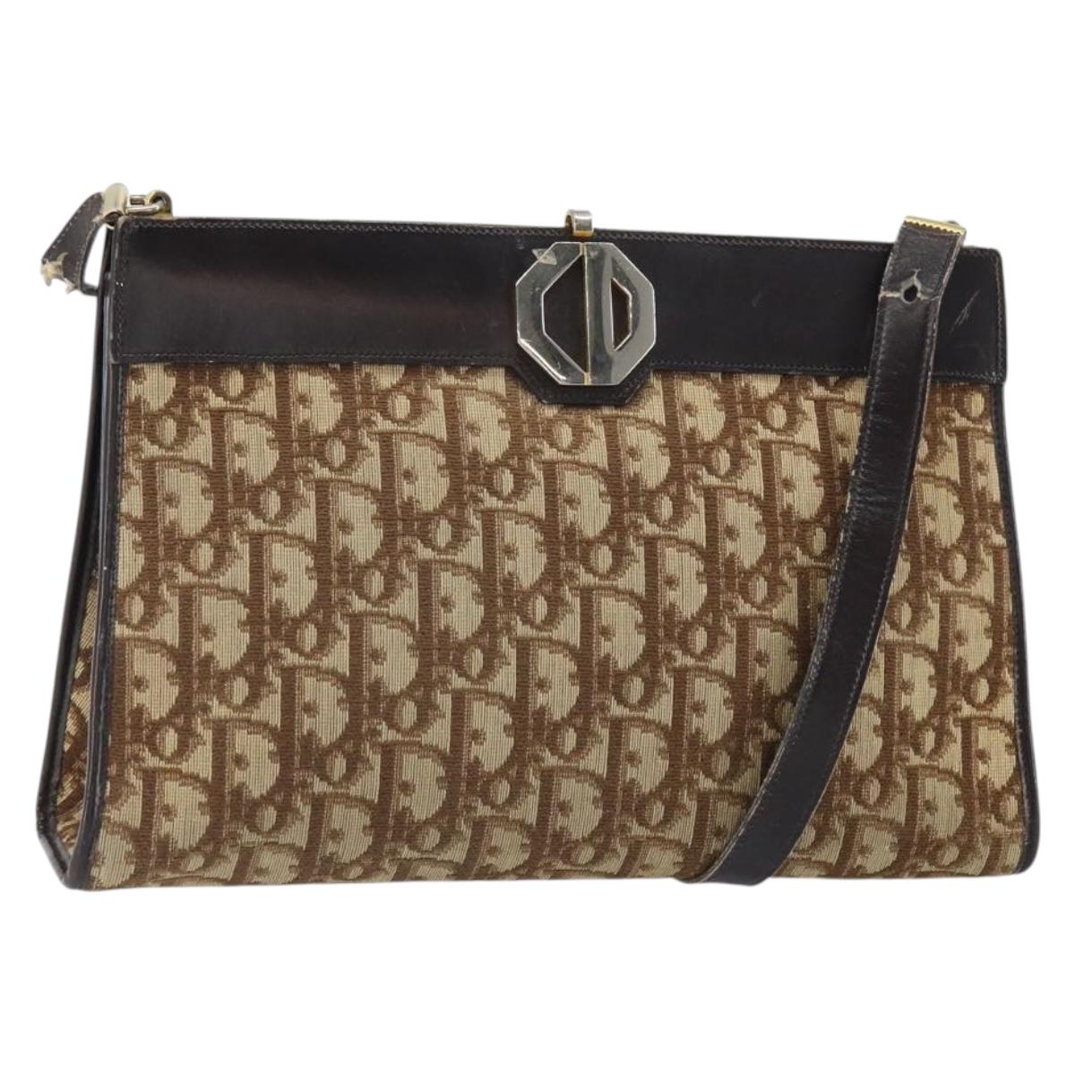 Christian Dior バック Christian Dior Trotter Canvas Shoulder Bag Beige Gold Auth 164161