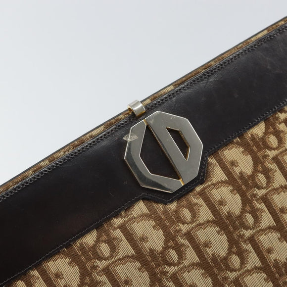 Christian Dior Trotter Canvas Shoulder Bag Beige Gold Auth 164161