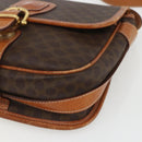 CELINE Macadam Canvas Shoulder Bag PVC Leather Brown Gold Auth 164162-9