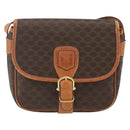 CELINE Macadam Canvas Shoulder Bag PVC Leather Brown Gold Auth 164162-13