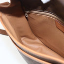 CELINE Macadam Canvas Shoulder Bag PVC Leather Brown Gold Auth 164162-22