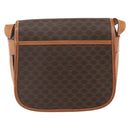 CELINE Macadam Canvas Shoulder Bag PVC Leather Brown Gold Auth 164162-2