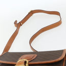 CELINE Macadam Canvas Shoulder Bag PVC Leather Brown Gold Auth 164162-8