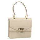CELINE Hand Bag Leather Ivory Gold Auth 164168-1