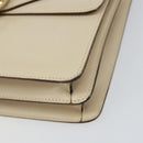 CELINE Hand Bag Leather Ivory Gold Auth 164168-9