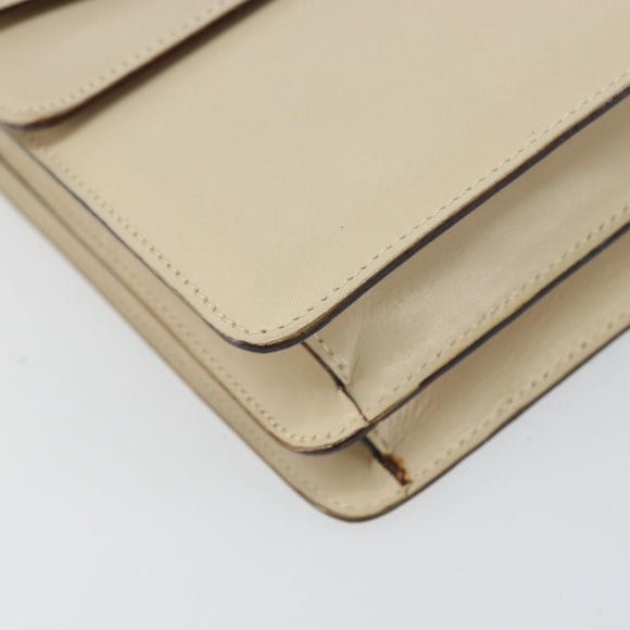CELINE Hand Bag Leather Ivory Gold Auth 164168