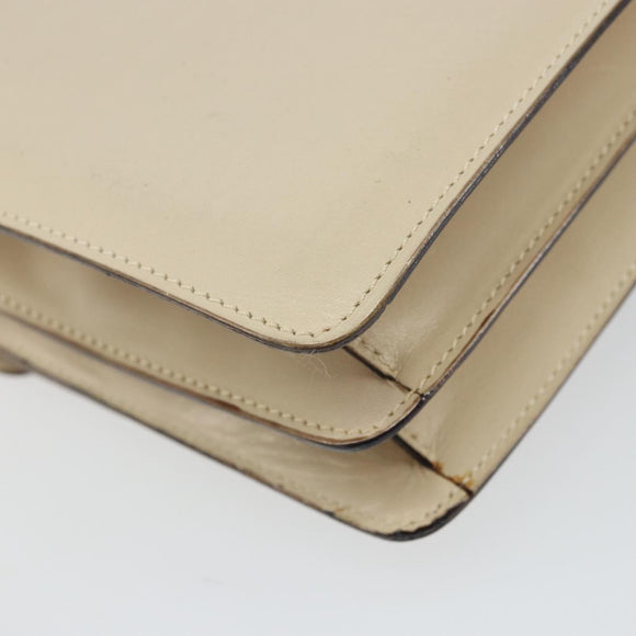 CELINE Hand Bag Leather Ivory Gold Auth 164168