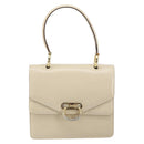 CELINE Hand Bag Leather Ivory Gold Auth 164168-13
