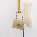 CELINE Hand Bag Leather Ivory Gold Auth 164168-22