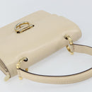 CELINE Hand Bag Leather Ivory Gold Auth 164168-6