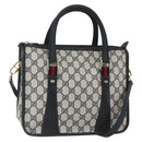 GUCCI GG Supreme Sherry Line Hand Bag PVC 2way Navy Gold 58 02 039 Auth 164169-1