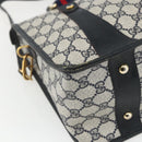 GUCCI GG Supreme Sherry Line Hand Bag PVC 2way Navy Gold 58 02 039 Auth 164169-16