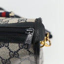 GUCCI GG Supreme Sherry Line Hand Bag PVC 2way Navy Gold 58 02 039 Auth 164169-10