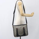 GUCCI GG Supreme Sherry Line Hand Bag PVC 2way Navy Gold 58 02 039 Auth 164169-24