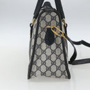 GUCCI GG Supreme Sherry Line Hand Bag PVC 2way Navy Gold 58 02 039 Auth 164169-3