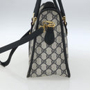 GUCCI GG Supreme Sherry Line Hand Bag PVC 2way Navy Gold 58 02 039 Auth 164169-4