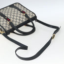 GUCCI GG Supreme Sherry Line Hand Bag PVC 2way Navy Gold 58 02 039 Auth 164169-8