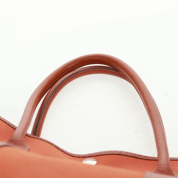 HERMES Garden Party PM Hand Bag Towar Officier Orange Silver Auth 164191SAM