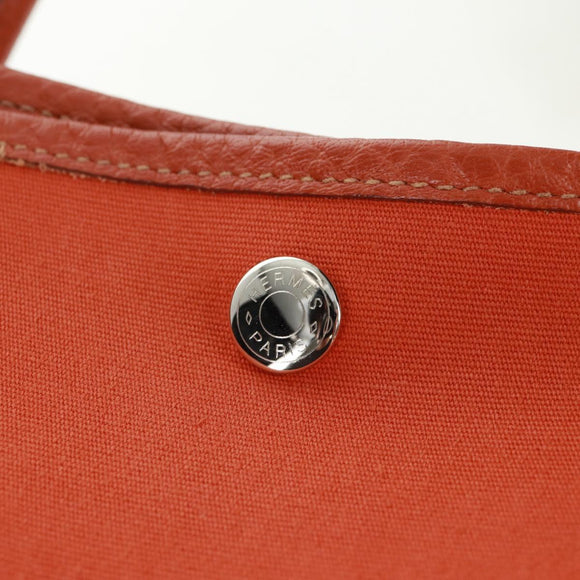 HERMES Garden Party PM Hand Bag Towar Officier Orange Silver Auth 164191SAM
