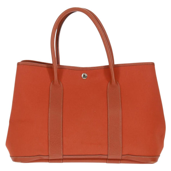 HERMES Garden Party PM Hand Bag Towar Officier Orange Silver Auth 164191SAM