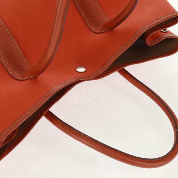 HERMES Garden Party PM Hand Bag Towar Officier Orange Silver Auth 164191SAM