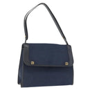 Christian Dior Honeycomb Canvas Shoulder Bag Navy Gold Auth 164192-1