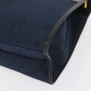 Christian Dior Honeycomb Canvas Shoulder Bag Navy Gold Auth 164192-13