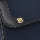 Christian Dior Honeycomb Canvas Shoulder Bag Navy Gold Auth 164192-14