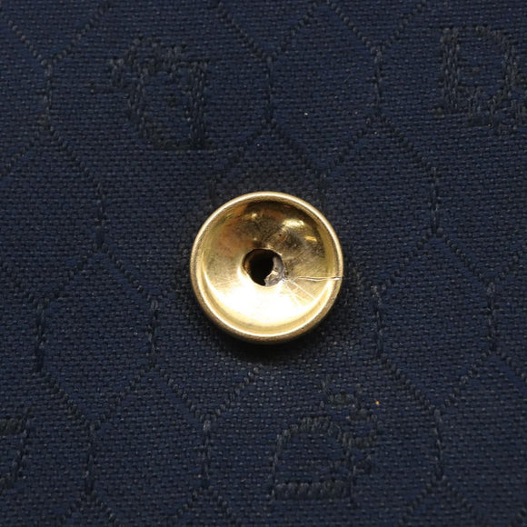 Christian Dior Honeycomb Canvas Shoulder Bag Navy Gold Auth 164192