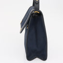Christian Dior Honeycomb Canvas Shoulder Bag Navy Gold Auth 164192-4