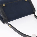 Christian Dior Honeycomb Canvas Shoulder Bag Navy Gold Auth 164192-6