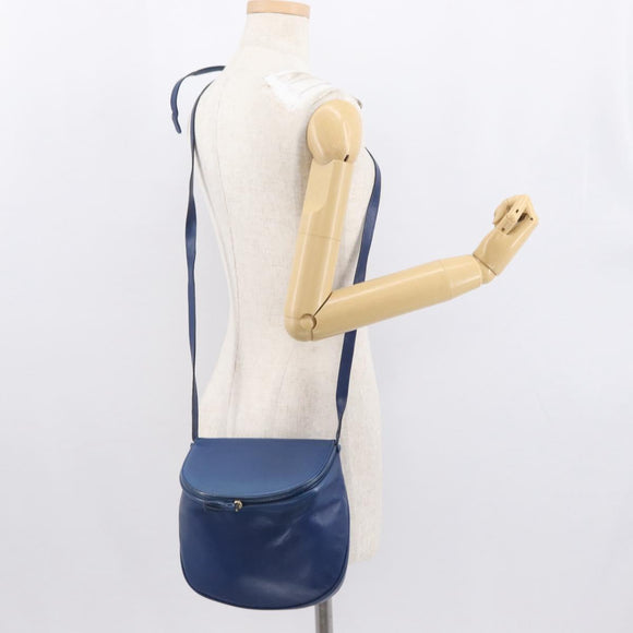 BOTTEGA VENETA Shoulder Bag Leather Blue Gold Auth 164193