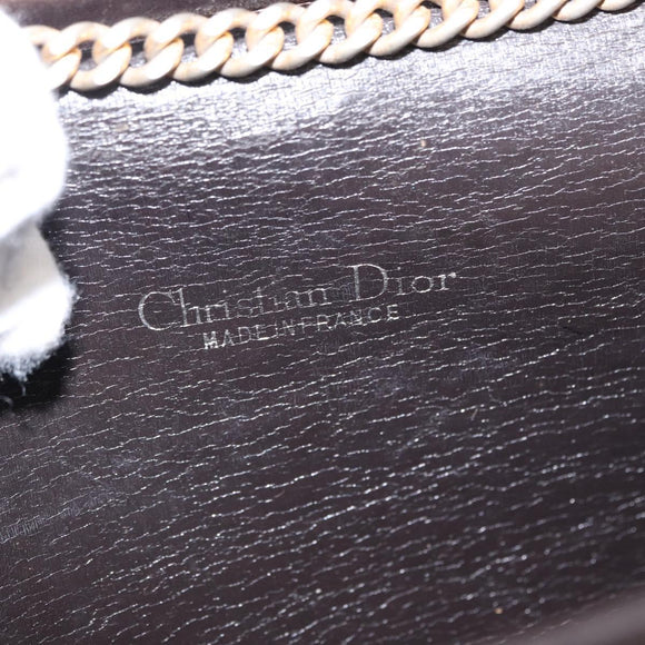 Christian Dior Trotter Canvas Chain Shoulder Bag Beige Gold Auth 164195