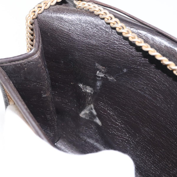 Christian Dior Trotter Canvas Chain Shoulder Bag Beige Gold Auth 164195