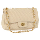 BALLY Chain Shoulder Bag Leather Ivory Gold Auth 164202-1