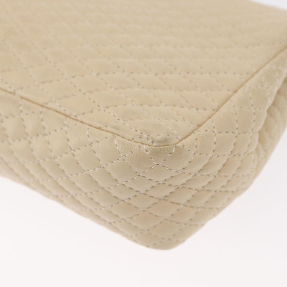 BALLY Chain Shoulder Bag Leather Ivory Gold Auth 164202