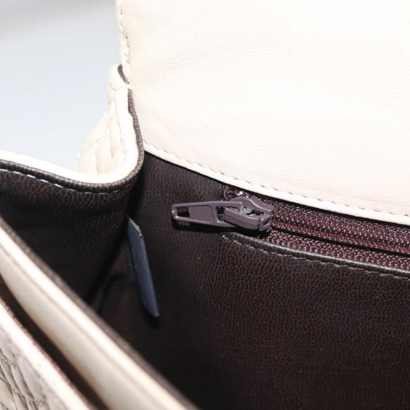 BALLY Chain Shoulder Bag Leather Ivory Gold Auth 164202