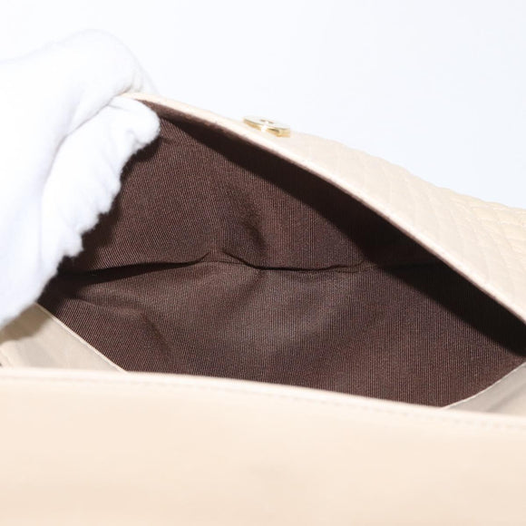 BALLY Chain Shoulder Bag Leather Ivory Gold Auth 164202