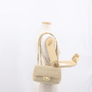 BALLY Chain Shoulder Bag Leather Ivory Gold Auth 164202-25