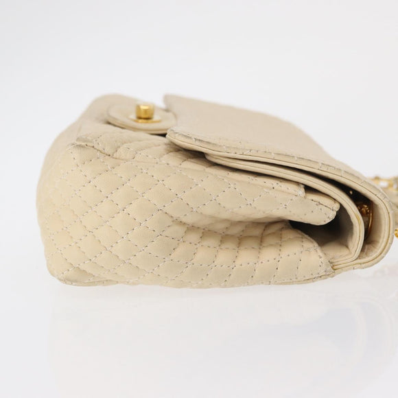 BALLY Chain Shoulder Bag Leather Ivory Gold Auth 164202