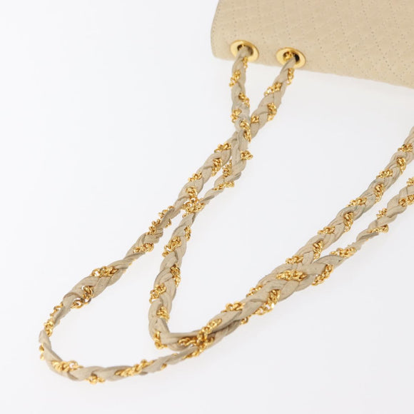 BALLY Chain Shoulder Bag Leather Ivory Gold Auth 164202