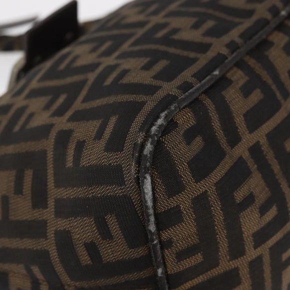 FENDI Zucca Canvas Mamma Baguette Shoulder Bag Black Brown Auth 164204