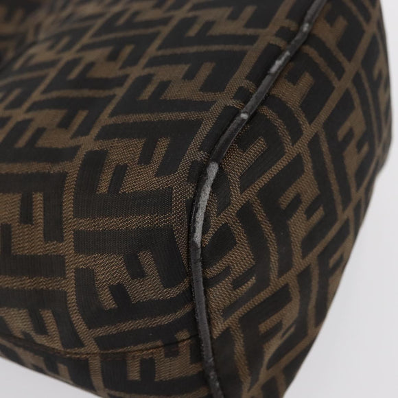 FENDI Zucca Canvas Mamma Baguette Shoulder Bag Black Brown Auth 164204