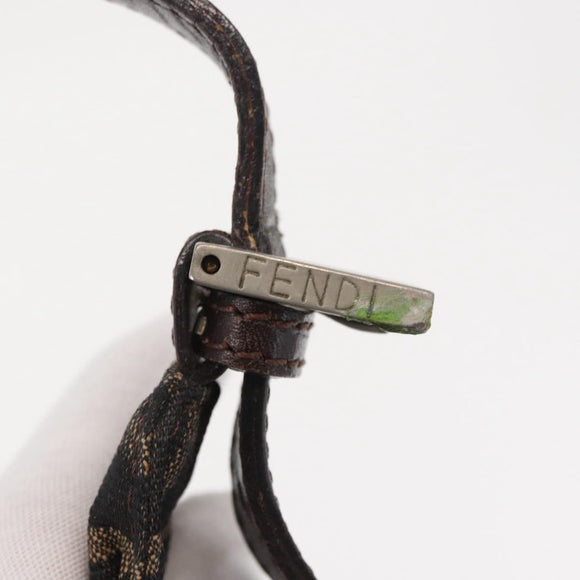 FENDI Zucca Canvas Mamma Baguette Shoulder Bag Black Brown Auth 164204