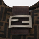 FENDI Zucca Canvas Mamma Baguette Shoulder Bag Black Brown Auth 164204-17