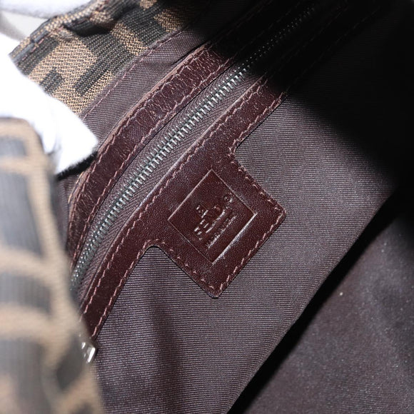 FENDI Zucca Canvas Mamma Baguette Shoulder Bag Black Brown Auth 164204