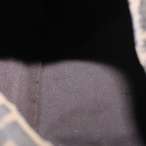 FENDI Zucca Canvas Mamma Baguette Shoulder Bag Black Brown Auth 164204