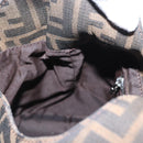 FENDI Zucca Canvas Mamma Baguette Shoulder Bag Black Brown Auth 164204-21